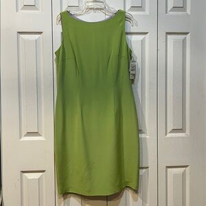 Elizabeth Scott apple green silk dress. New with tags. Size 14.